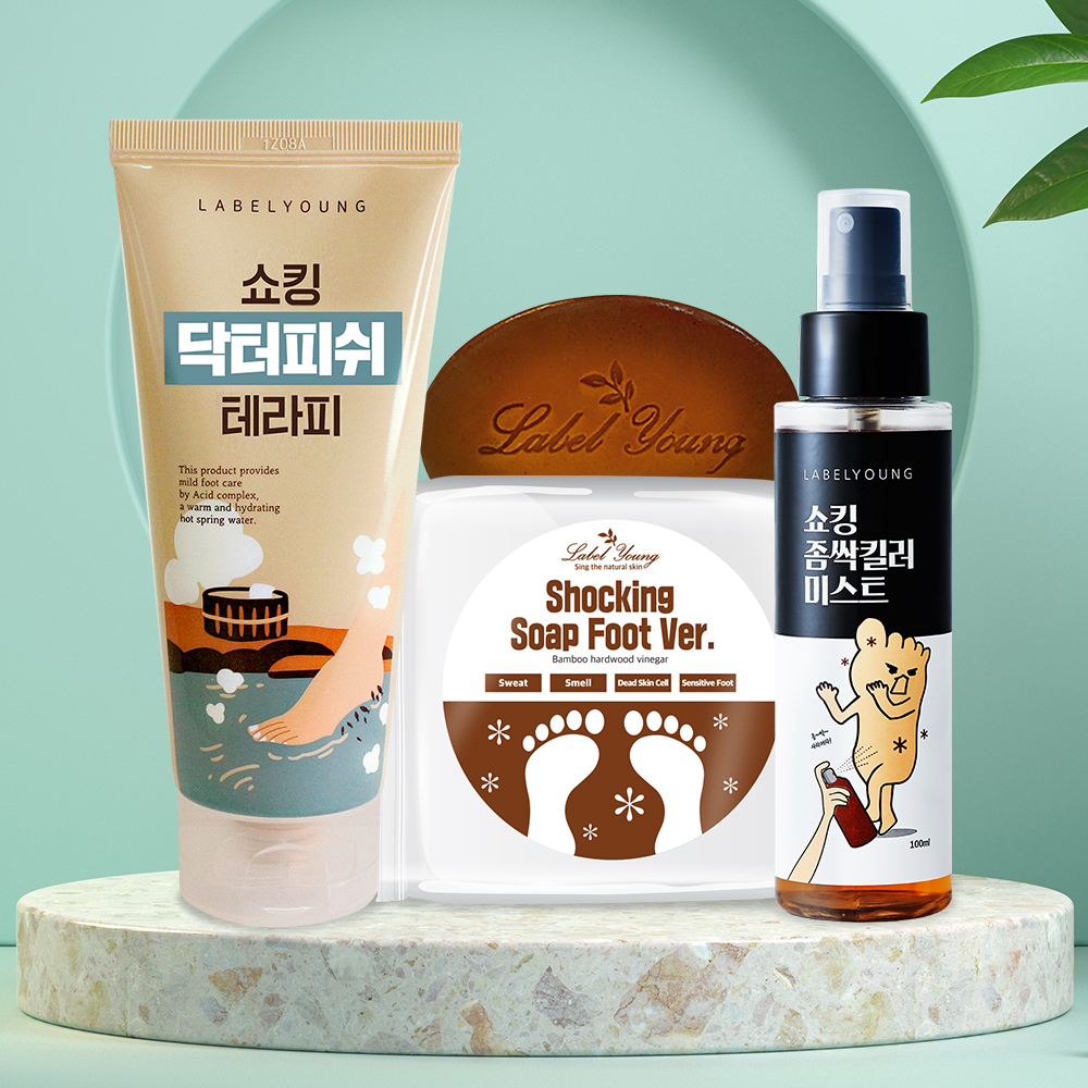 라벨영 쇼킹닥터피쉬테라피 1개+ 발비누 1개+ 발전용좀싹미스트 1개 각질 냄새케어 3종세트 : 라벨영화장품