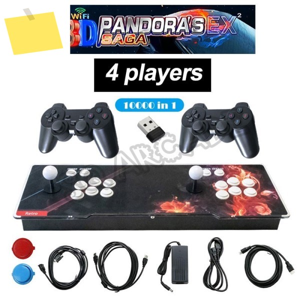판도라 사가 EX2 3D 와이파이 아케이드 박스, 10000 인 1 게임, 제로 딜레이 68 버튼 조이스틱, 2 PS2, 컨트롤러 콘솔 : 원투파츠몰