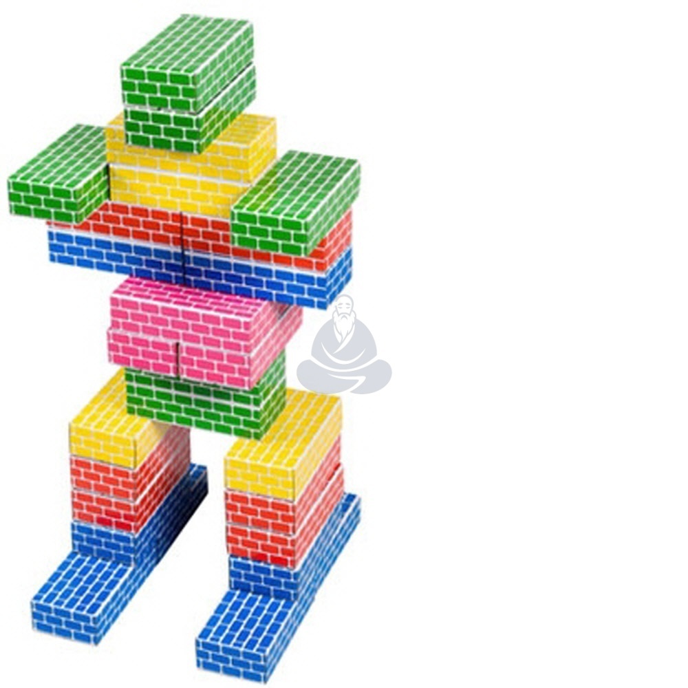 주식회사 현자 에듀 종이벽돌블록(중) 오색 50Pcs 유아교구 4세 장난감 5세 : 현자마켓