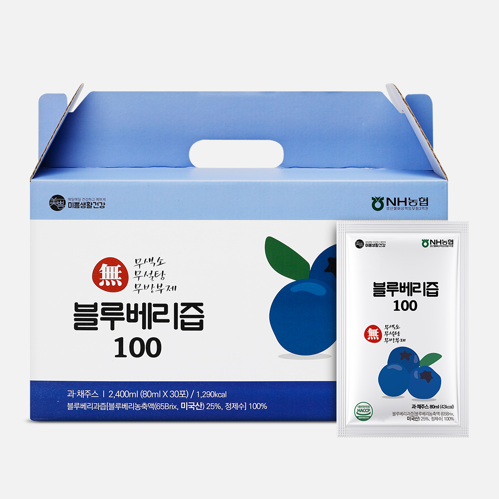 미쁨생활건강 무색소 무설탕 블루베리즙 30포, 1개 : 미쁨생활건강