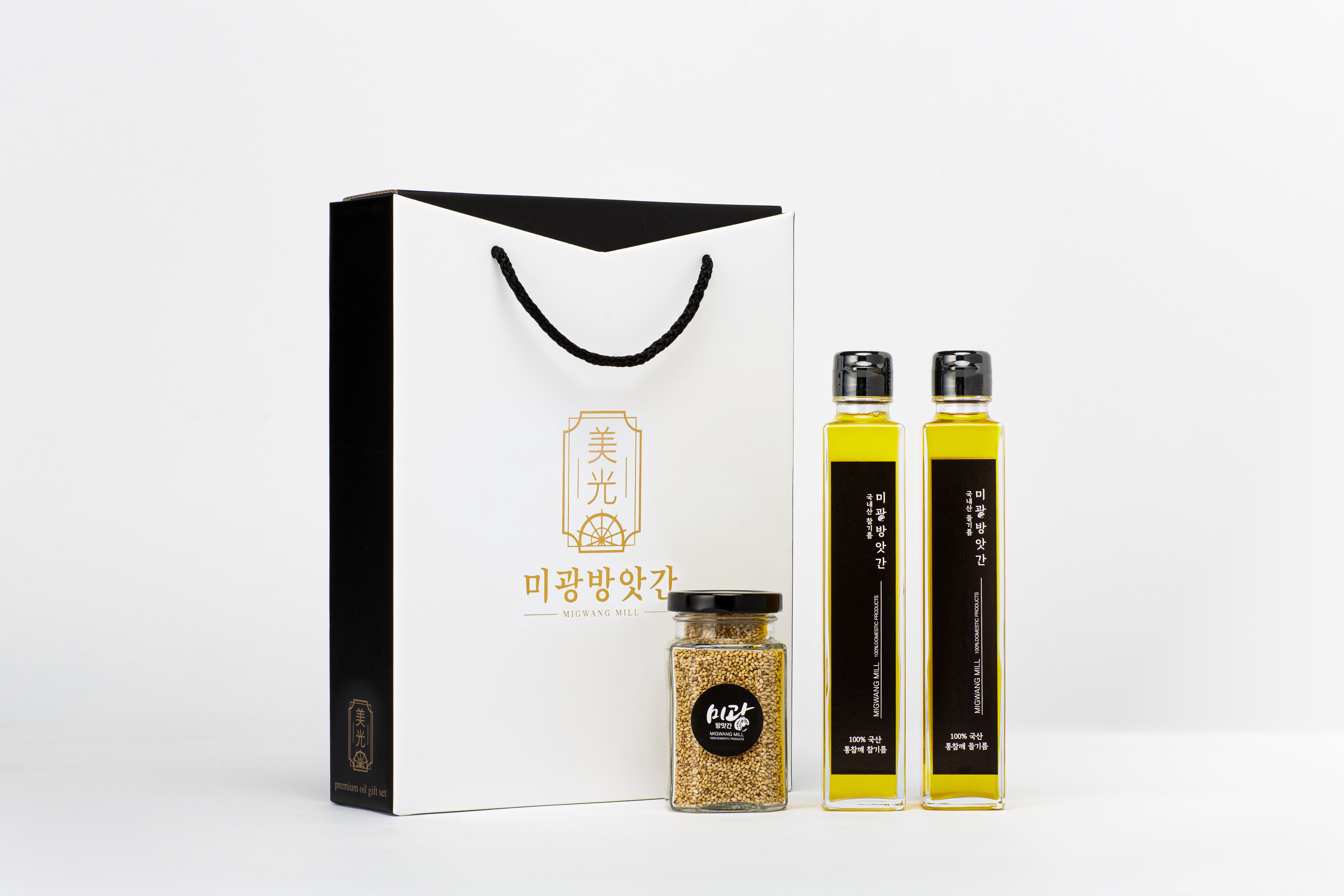 미광방앗간 국산 참기름 들기름+참깨 선물세트 : 미광방앗간