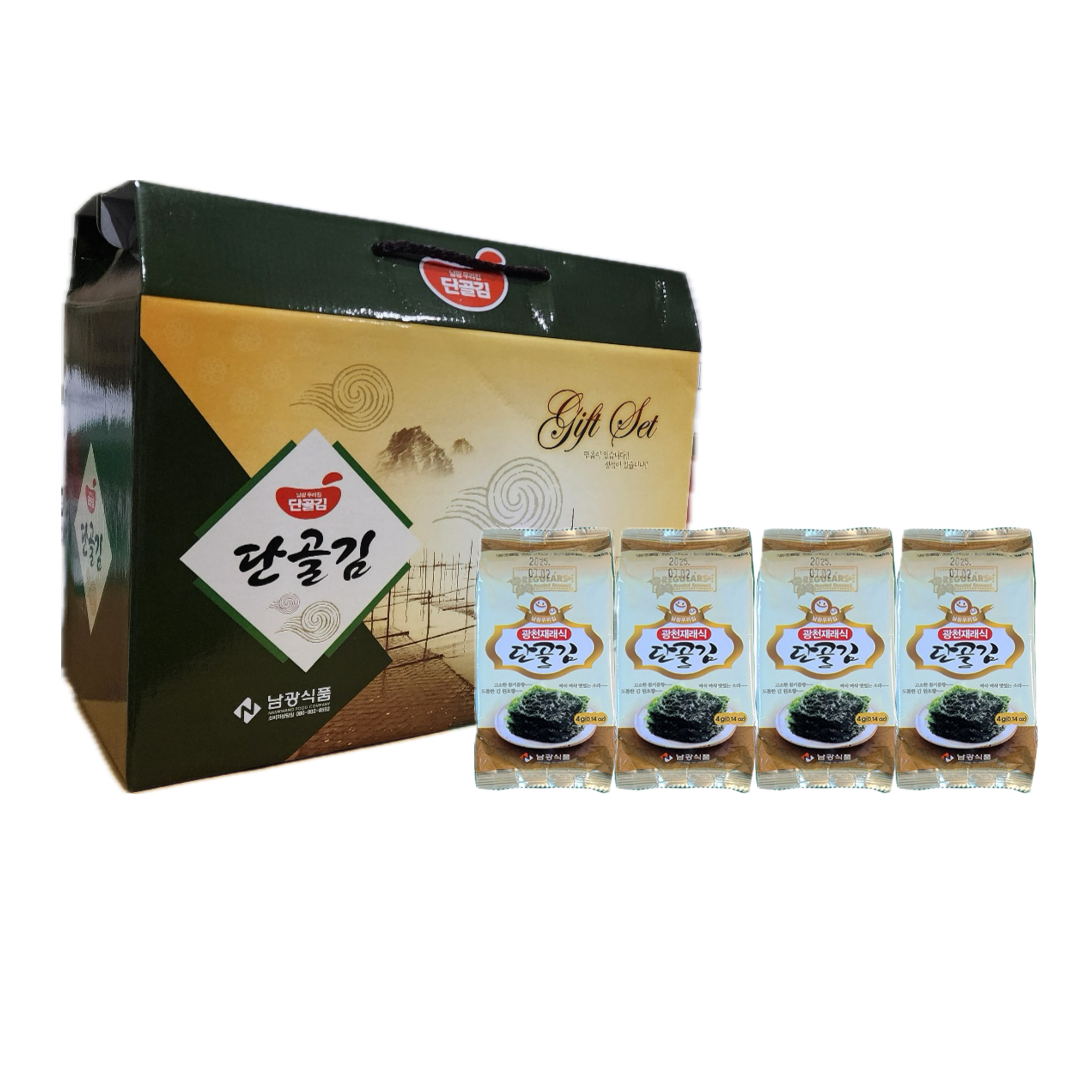[남광식품] 김 선물세트 명품 광천재래식 단골도시락김 4gX20봉 : 남광푸드