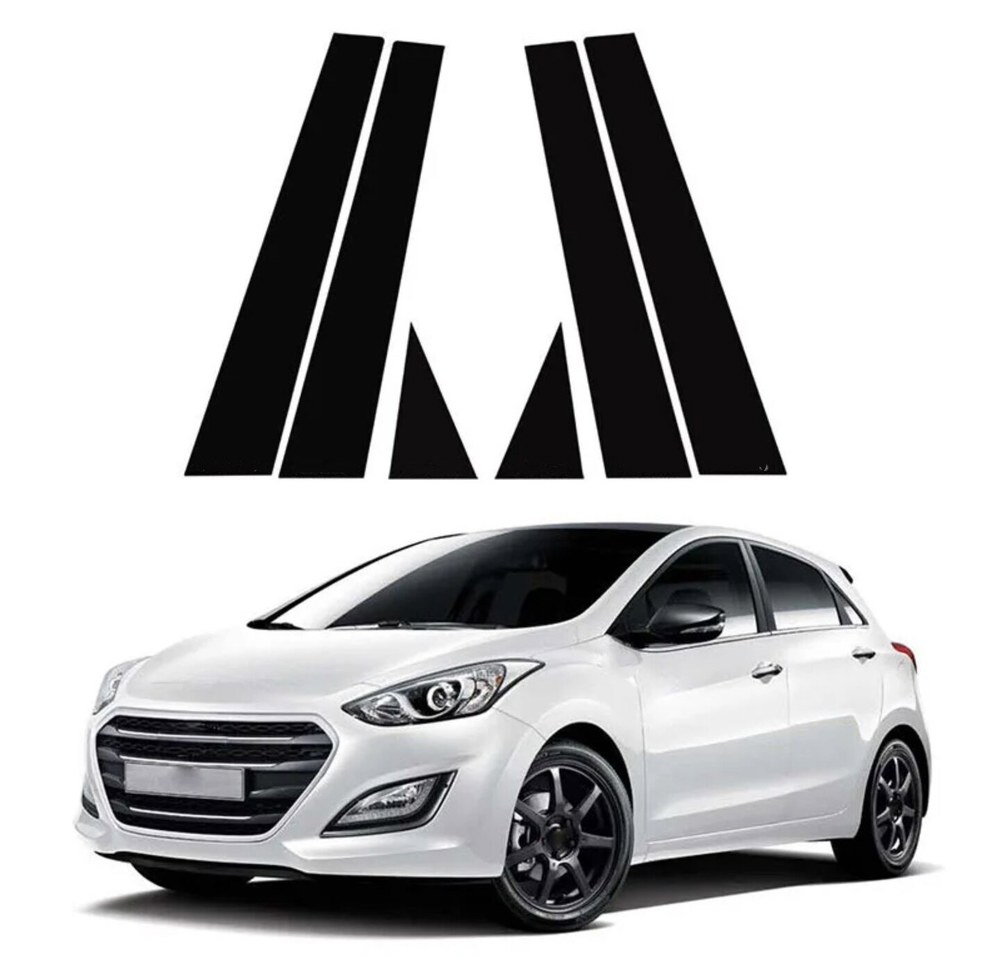 현대 i30 GD/Elantra GT 2013 2014-2017 자동차 도어 창 트림 커버 스티커 외부 부품에 대 한 6Pcs 광택 검은 기둥 게시물 Black : 03... 