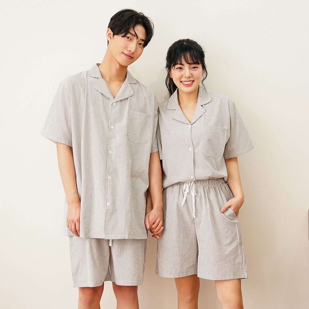 (3465) [라메이드]반반 러브콕 올데이코튼 상하세트 파자마 자체제작 순면 여름 커플 잠옷 데일리 홈웨어 : 라리리 마켓