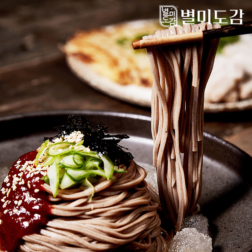 별미도감 반반메밀국수 10인분세트 (메밀소바5인+비빔막국수5인) 매운막국수 냉모밀 판모밀 : 별미도감
