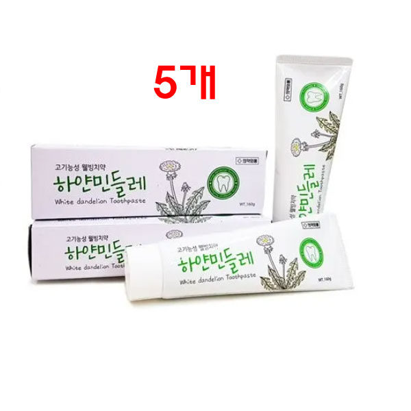 하얀민들레 치약 구내염과 잇몸질환 치주질환 웰빙치약 유해성분 무첨가 150gx5개 : 웰빙홈마트