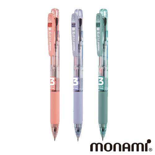 모나미 플립 3색 볼펜 05mm 각인 인쇄 주문제작 : 허니율