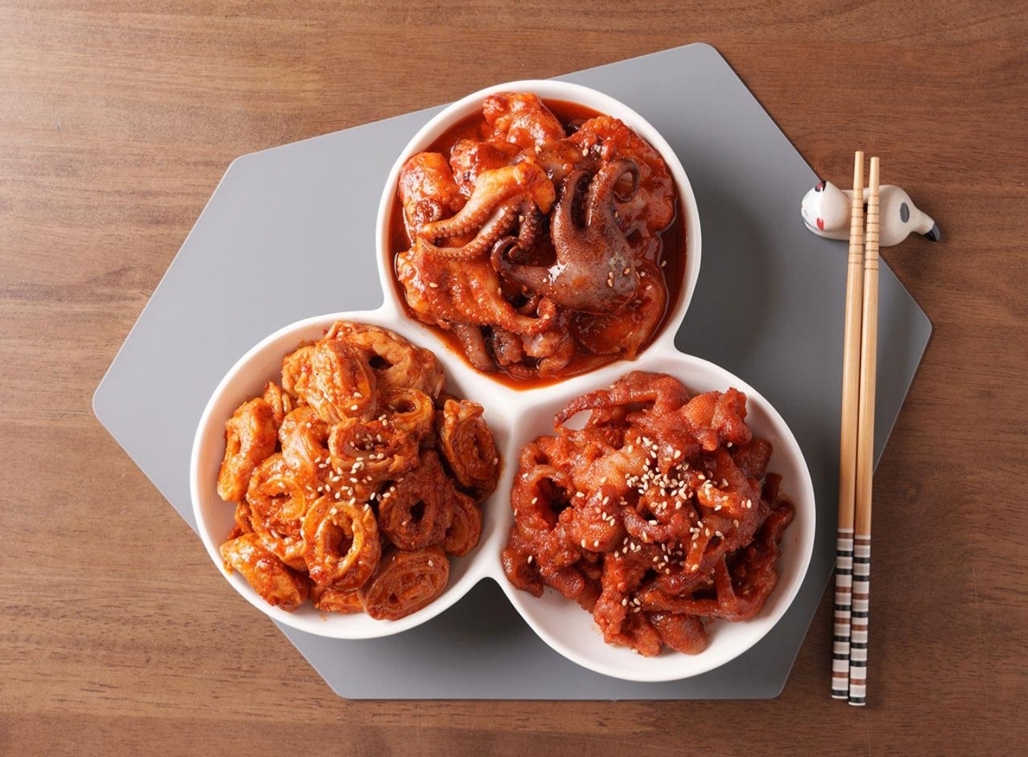 [단품3종] A세트 - 양념곱창150g+양념불쭈꾸미150g+숯불무뼈닭발150g : 총450g : 강동밀키트