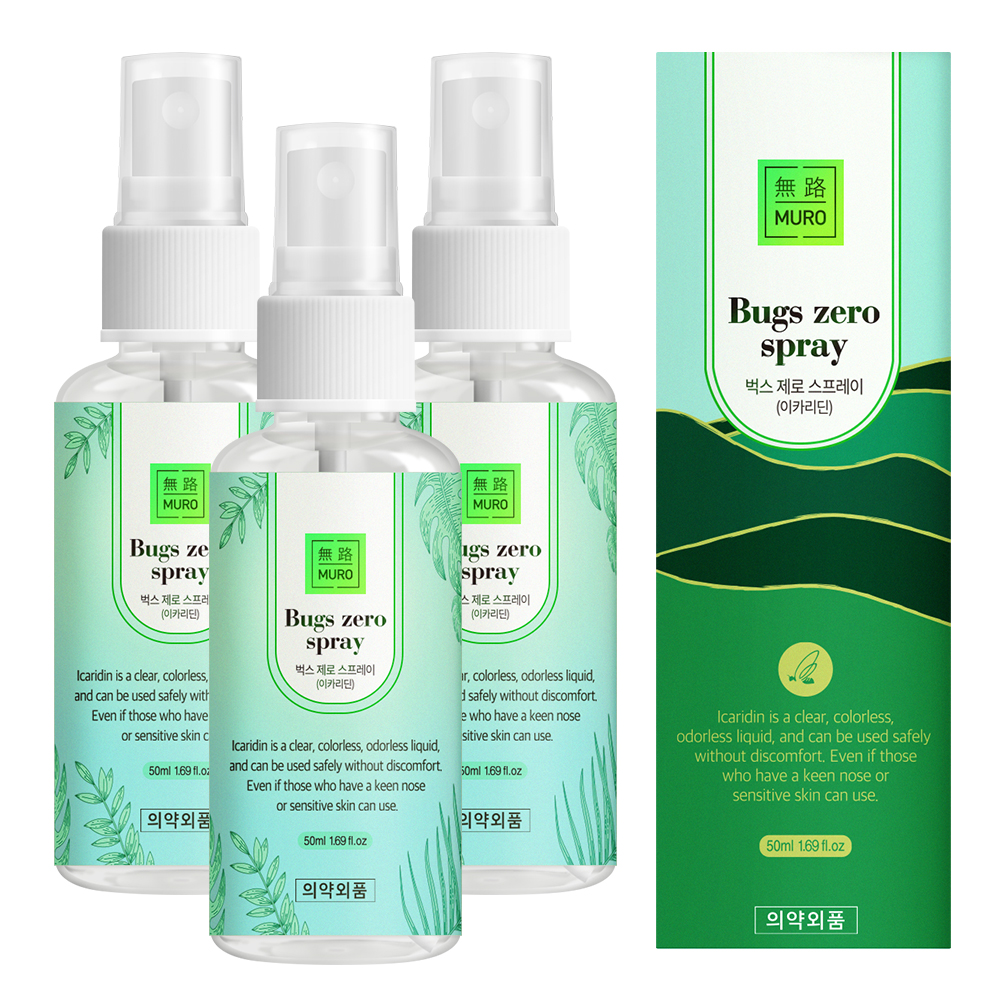 무로 벅스제로 스프레이 50ml, 3개 : 더블유비스킨