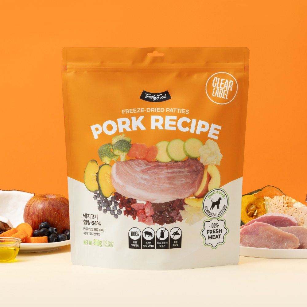 트러스티푸드 동결건조 포크패티 LID 350g_강아지 돼지고기 사료 : 트러스티푸드