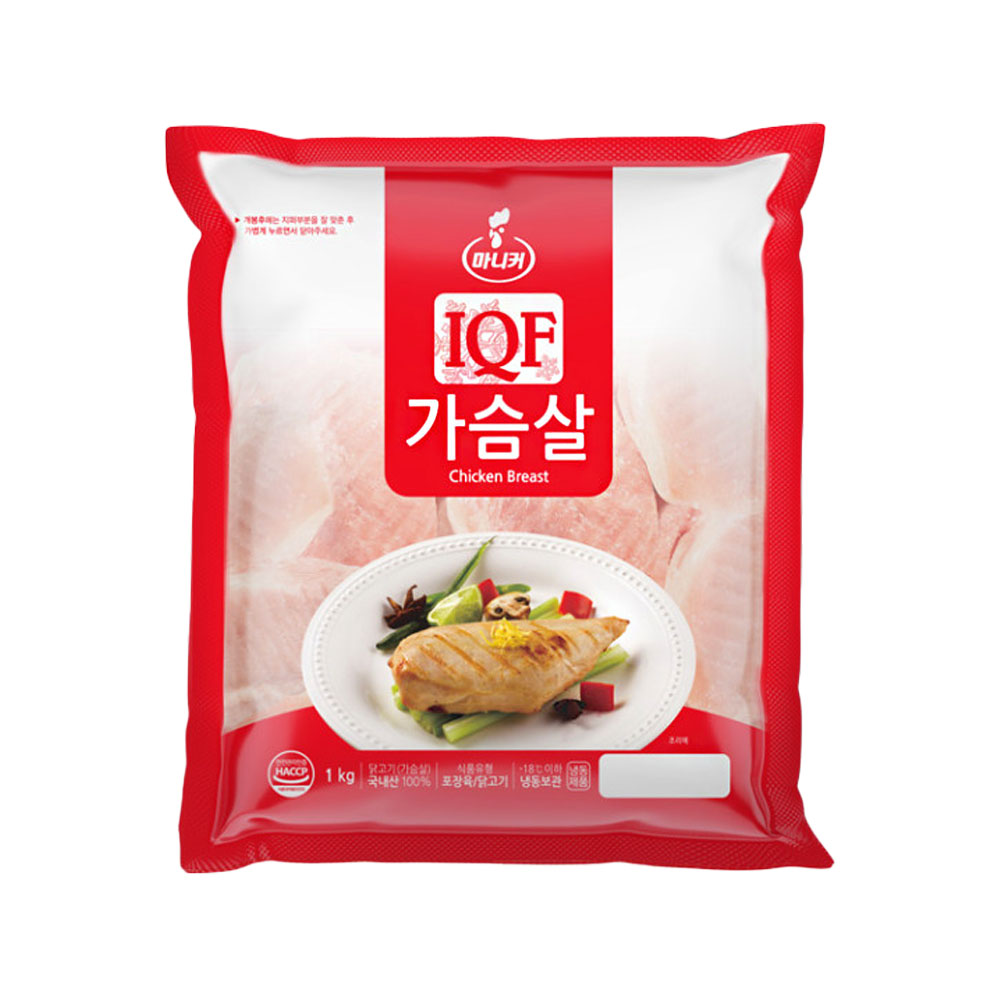 마니커 IQF 닭가슴살 1kg 1봉 국내산 냉동 생닭가슴살 : 닭고기몰