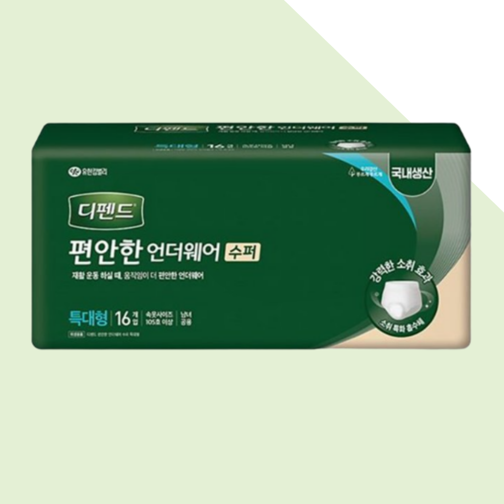 유한킴벌리 디펜드 편안한 언더웨어 슈퍼 특대형 16개입, 4팩 : 도니도닝