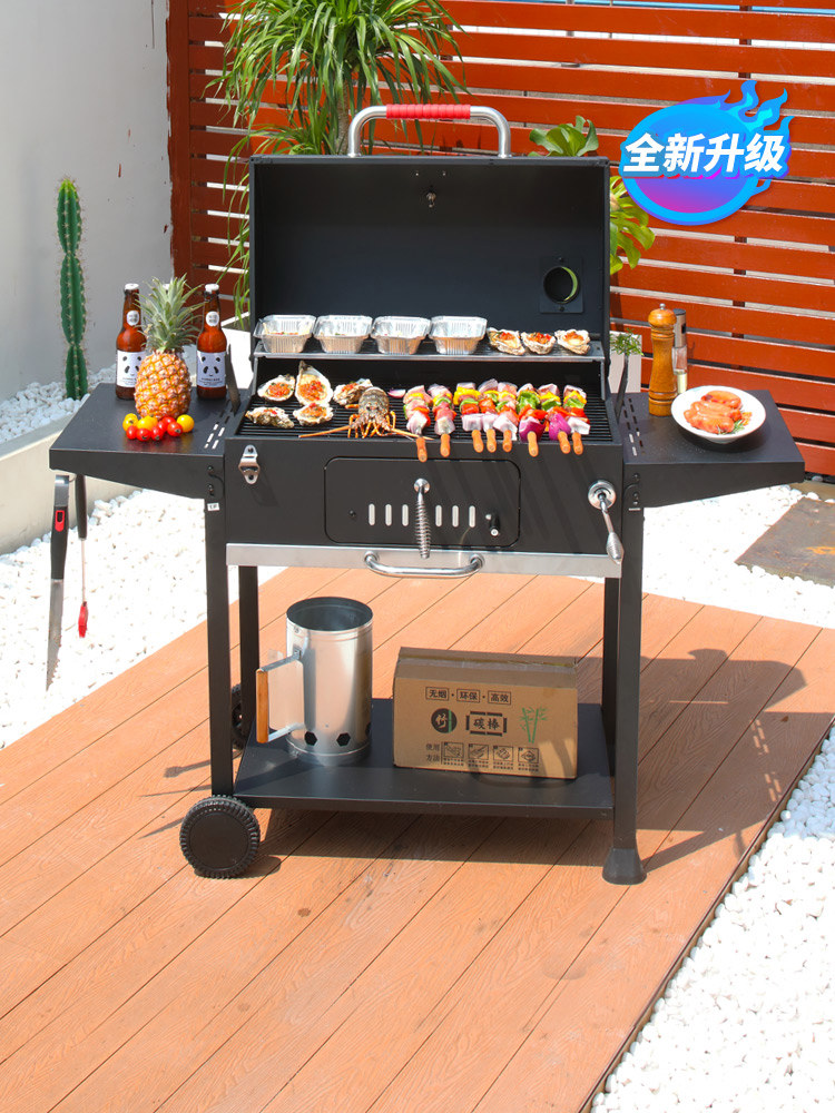 바베큐 그릴 숯불 가정용 숯통 두꺼운 난방 농촌 불보기 bbq 차박 훈제... 스쿼드 오븐 주문 시 레인커버 접시 미착용 에나멜망 : 노바르테