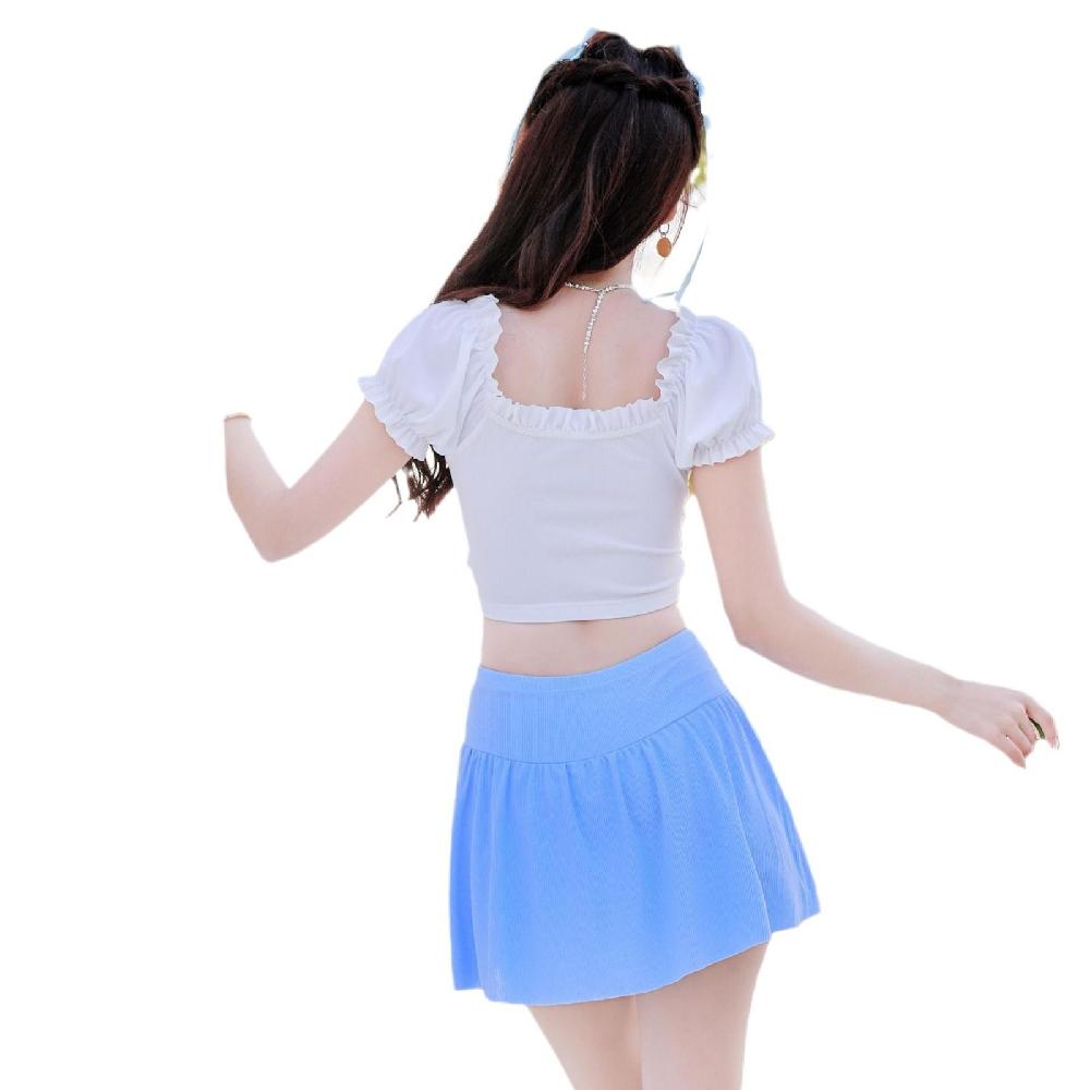 슬림 반팔 스커트 투피스 수영복 비치웨어 학생 스윔수트 소녀 실내수영복 : 토잉스몰리