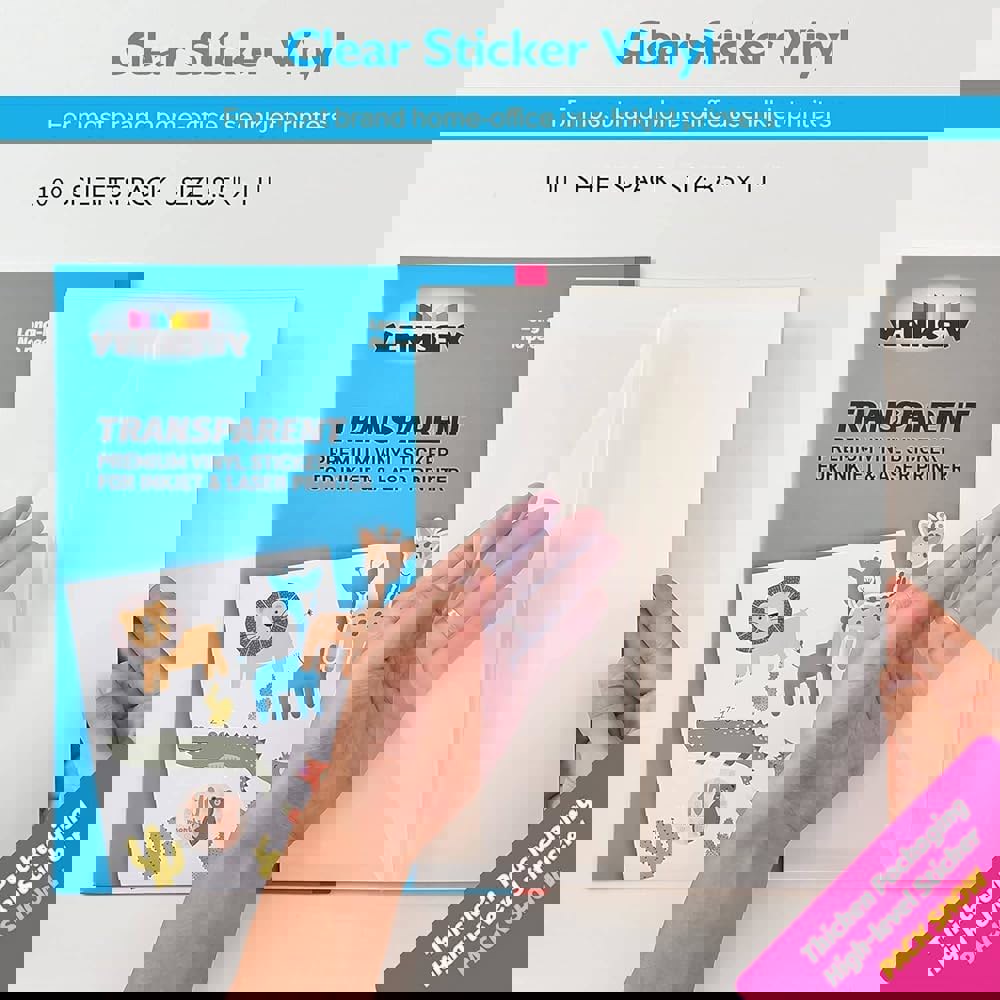 세미 슈퍼 클리어 스티커 용지 투명-8.5 x 11 인쇄 가능 비닐 회로 용지-내후 접착-클리 Colourful Holographic 20 Sheets : 구구구잡화