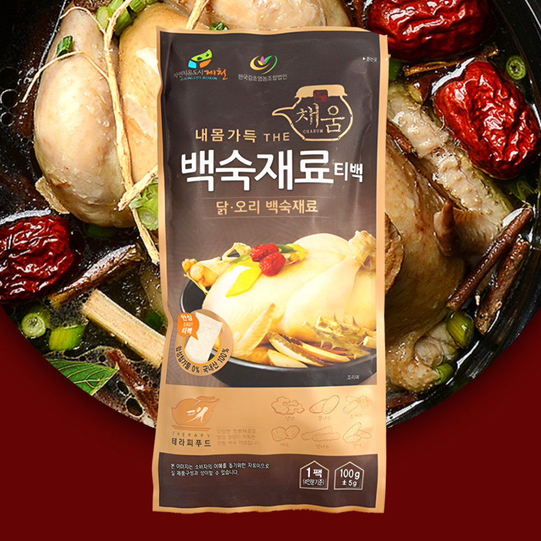 국내산 프리미엄 삼계탕 닭 백숙 효능 오리 약재 티백 100g : 화창한집
