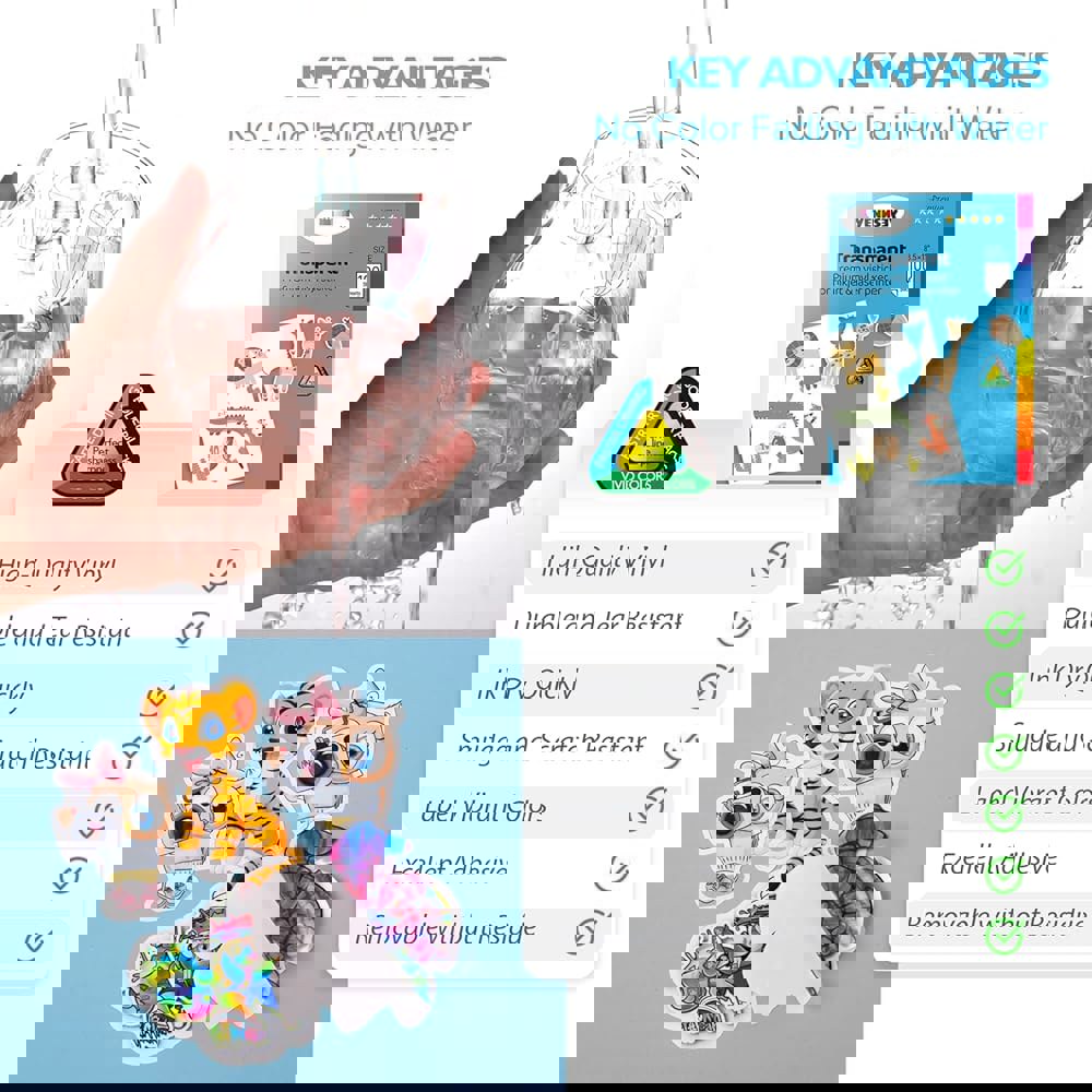 세미 슈퍼 클리어 스티커 용지 투명-8.5 x 11 인쇄 가능 비닐 회로 용지-내후 접착-클리 Colourful Holographic 20 Sheets : 구구구잡화