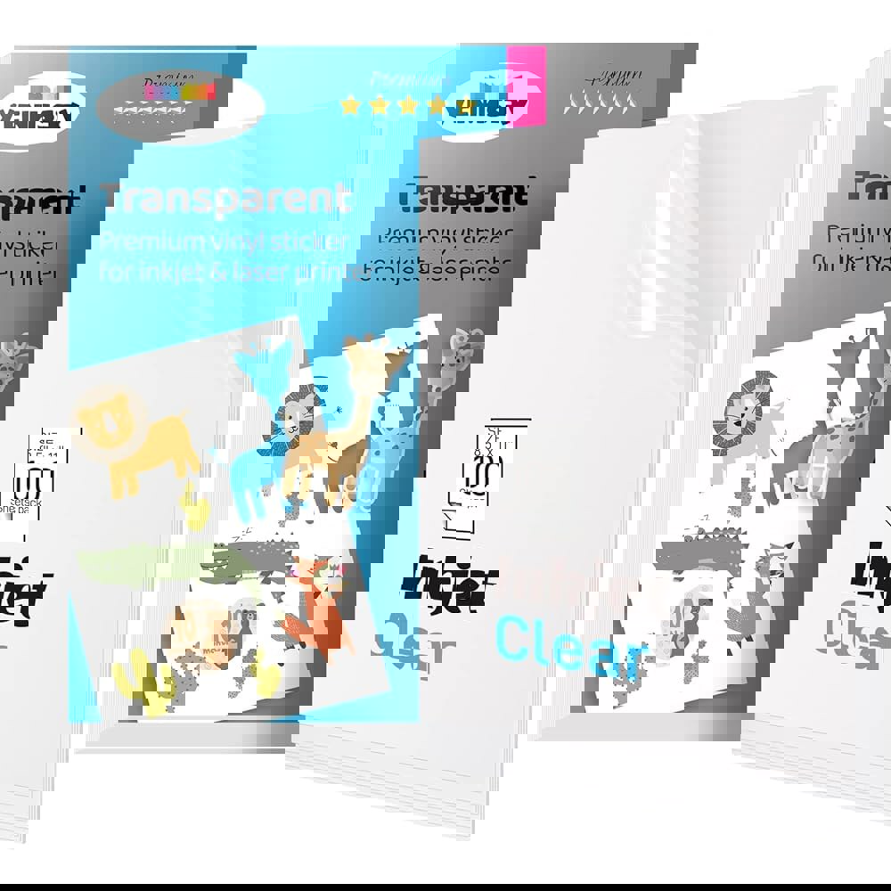 세미 슈퍼 클리어 스티커 용지 투명-8.5 x 11 인쇄 가능 비닐 회로 용지-내후 접착-클리 Colourful Holographic 20 Sheets : 구구구잡화