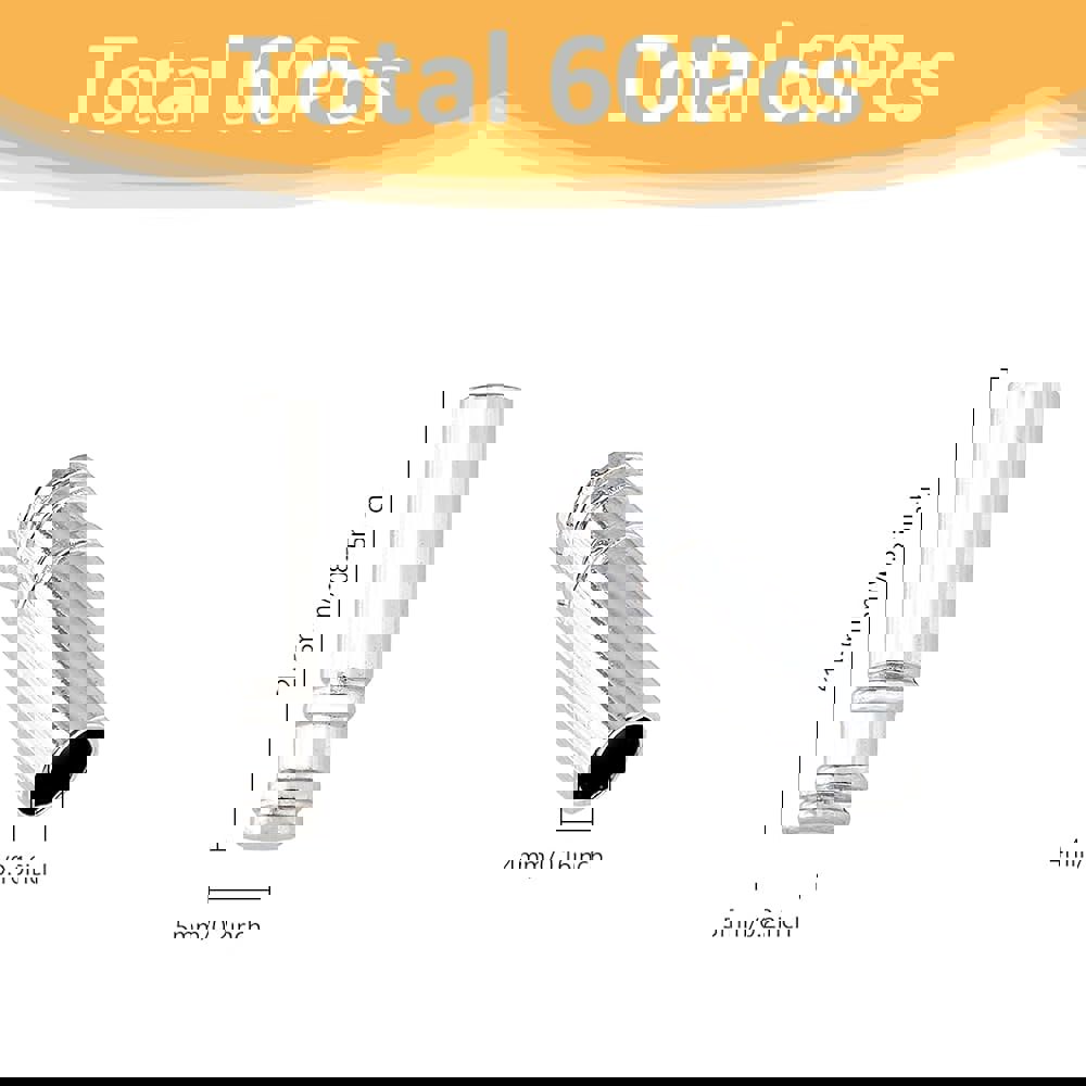 슈퍼피딩 60Pcs 볼로 타이 팁 캡 버클 교체 실버 롱 코드 엔드 금속... 합금 소견, DIY 의류 장식용 내경 4mm, 21.5x5mm, 플래티넘 : 구구구잡화