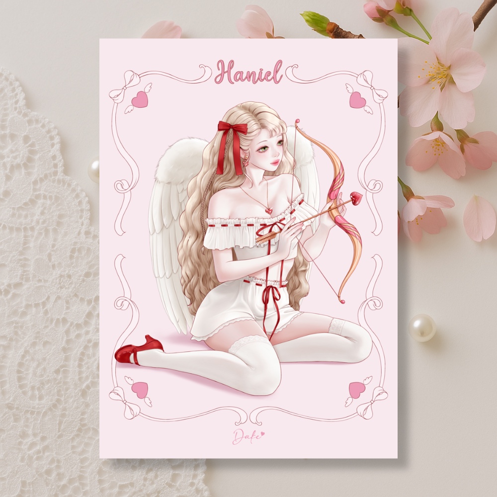 [일괄] 하니엘 Haniel 4종 인물 스티커 + 엽서 [닿케] 인물집 천사 여자 다이어리 다꾸 : 허니 마켓