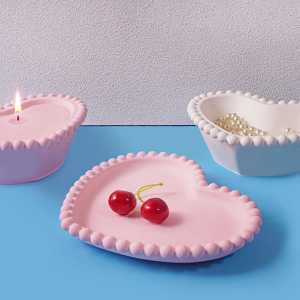 수납트레이 DIY 수제 아로마 테라피 석고 플레이트 실리콘 몰드 보관 과일 접시 책상 장식 러브 : 연가컴퍼니