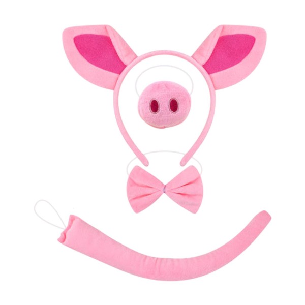 [jcosplay]4Pcs 돼지 귀 머리띠 Bowtie Snout 및 꼬리 의상 할로윈 코스프레에 대 한 다기능 동물 드레스 파티 액세서리 : jcosplay