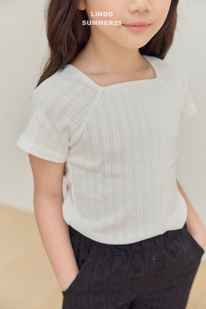 XS-XL 여름 여아 반팔 티셔츠 데일리 티 아기 등원룩 린도 스퀘어 랍바 골지 아일렛티 : 오꼬뜨