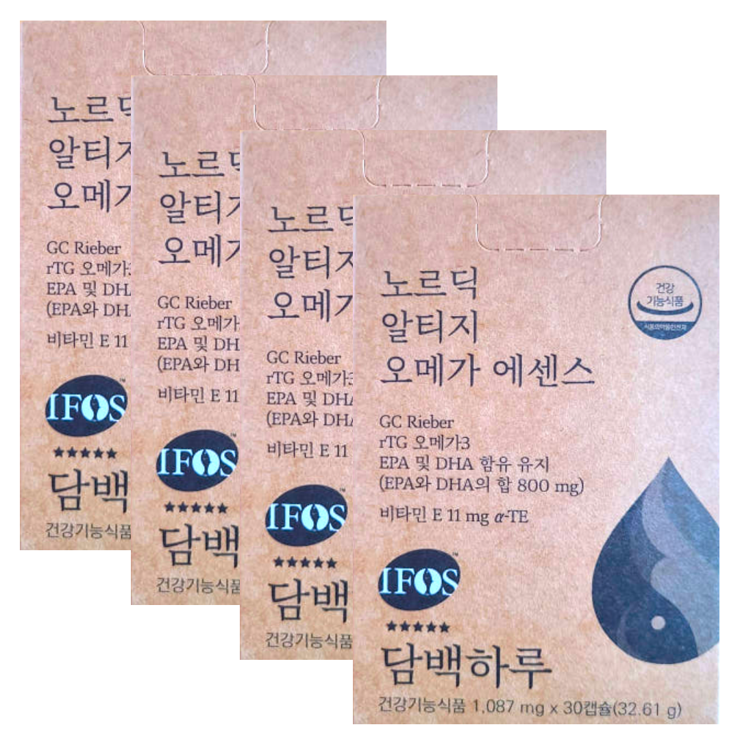 담백하루 노르딕 알티지 오메가 에센스 1090mg x 30캡슐 x 4박스 4개월분 : 이즈라운드