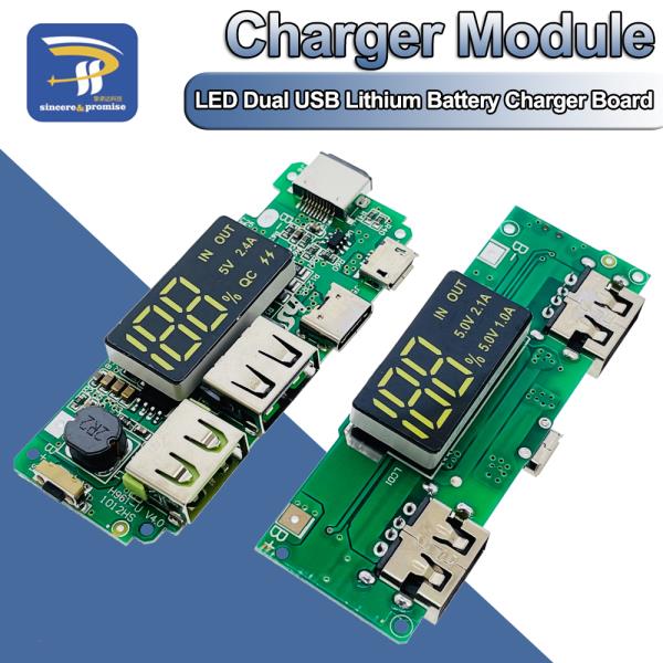 LED 듀얼 USB 5V 2.4A 마이크로/타입-C 모바일 전원 은행 18650 충전 모듈 리튬 배터리 보드 회로 보호 : 디에이치무역.