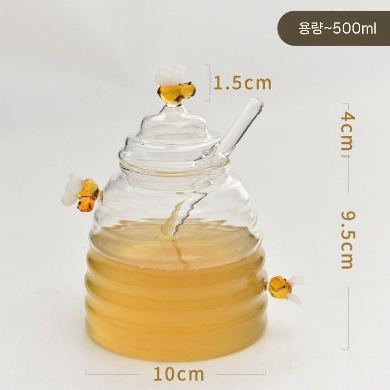 벌꿀 소분 투명 허니 항아리 꿀단지 유리병 300ml 소형x나무스틱 : 부투본