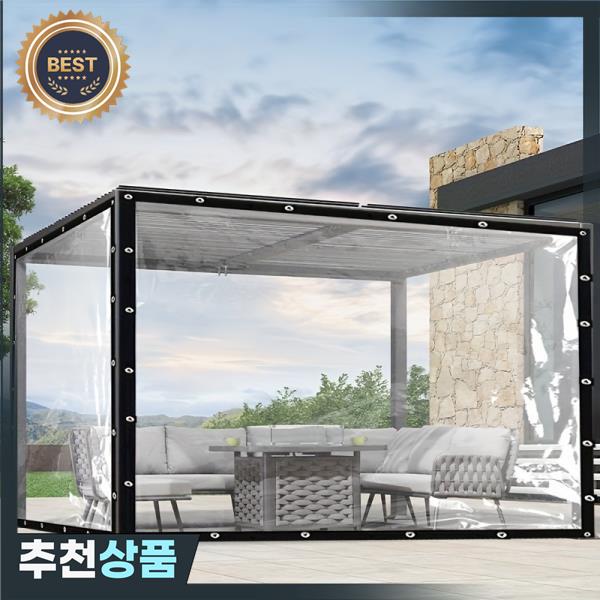정원 발코니 차양 겨울에 적합한 케이블 링이  투명 방수 오일클로스 커버 필름 : 유하26번지