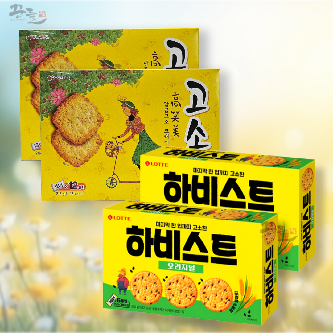 오리온 고소미 216g 2개 + 하비스트 오리지널, 300g 2개 과자세트 인기과자세트 : 꾼들앤