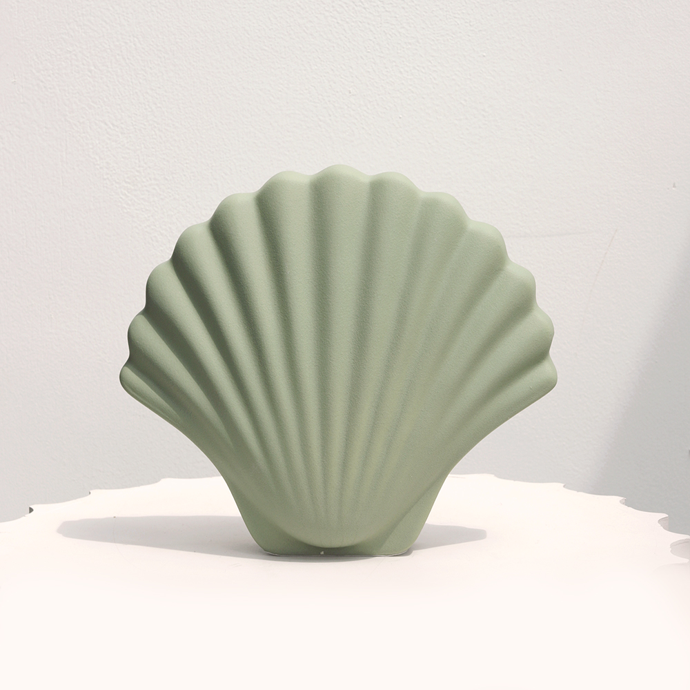 Matt Khaki Shell Vase 파스텔그린 조개화병 : etene