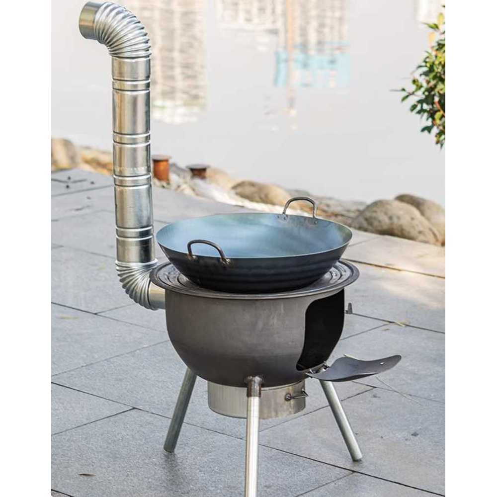 드럼통 화덕난로 솥뚜껑 스토브 아궁이 그릴 훈제박스 야외 특두꺼운 48cm 일체형+3개 링+대형 세트 : 머니다와조