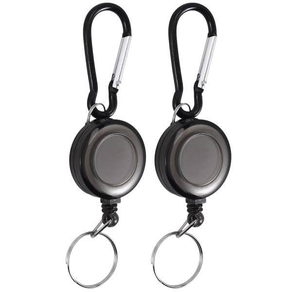 N89R 2 PCS 배지 릴 - 개폐식 리코일 요요 스키 ID 카드 홀더 열쇠 고리 색상: 블랙 수량: : 간디직구