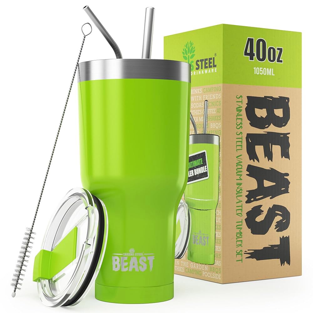 비스트 40온스 커피 이중 여행 텀블러 그린 플라스크 레몽그라스 진공 아이스 스테인리스 스틸 단열 10 Ounces Aquamarine Blue : 영시몰