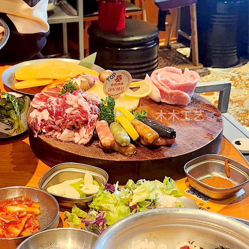두툼한 원목 원형 정식 우드 8 호두나무 불고기 고깃집 요리 전단지름 냉떡 지름 도마 냉채 4cm 모듬 식기 25cm 통나무 2.2c 25cm 판두께... 