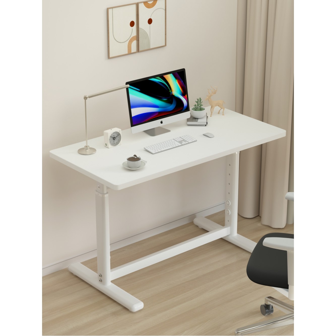 키작은 책상 여성책상 낮은 공부방 높이조절 65 90cm 컴퓨터 65cm 노트북 업그레이드 핸드드 웜베 높이 61 86 조절 가능 80x60x75cm... 