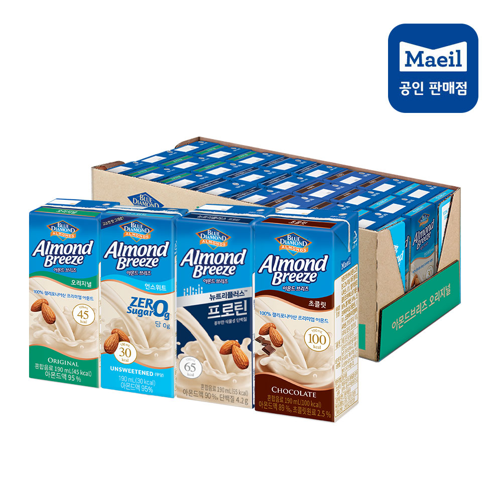 아몬드브리즈 190ml 24팩 4종 혼합 오리지널 언스위트 프로틴 초코 아몬드 음료 : 매일유업공식대리점