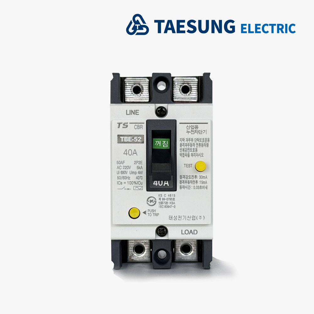 태성전기산업 TBE-52 40A 2P 산업용 누전차단기 : 주식회사 동승