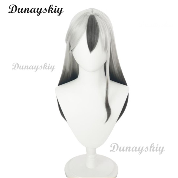 Onikata Kayoko 코스프레 가발 블루 아카이브 블랙 화이트 롱 70cm 합성 머리 내열성 할로윈 역할 놀이 +  모자 : 헥사사이언티픽