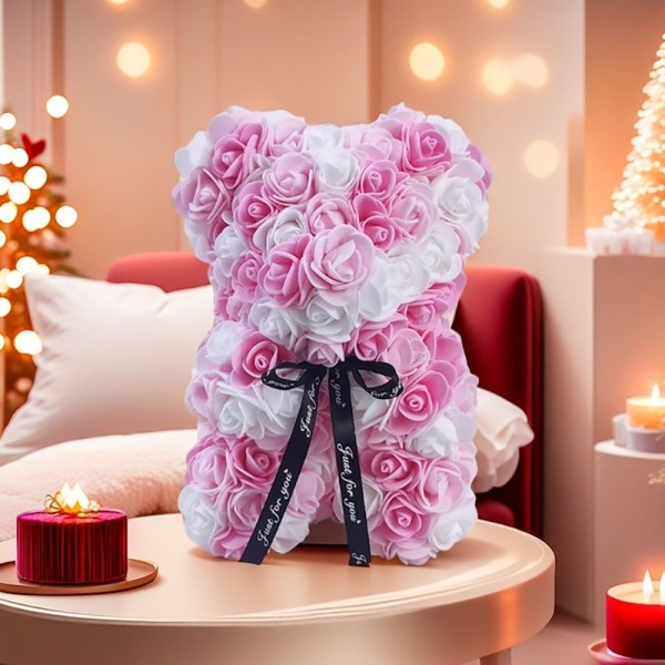 1Pc 인공 장미 곰 생일 발렌타인 데이 결혼식 어머니 날 및 기념일을위한 인공 장미 꽃 곰 선물 : GlobalDealsOn