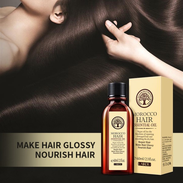 LAIKOU 60ml 퓨어 모로코 헤어 에센셜 오일 아르간 에센스 영양 두피 수리 스플릿 엔드를위한 건조 손상된 모발 : gaon0117