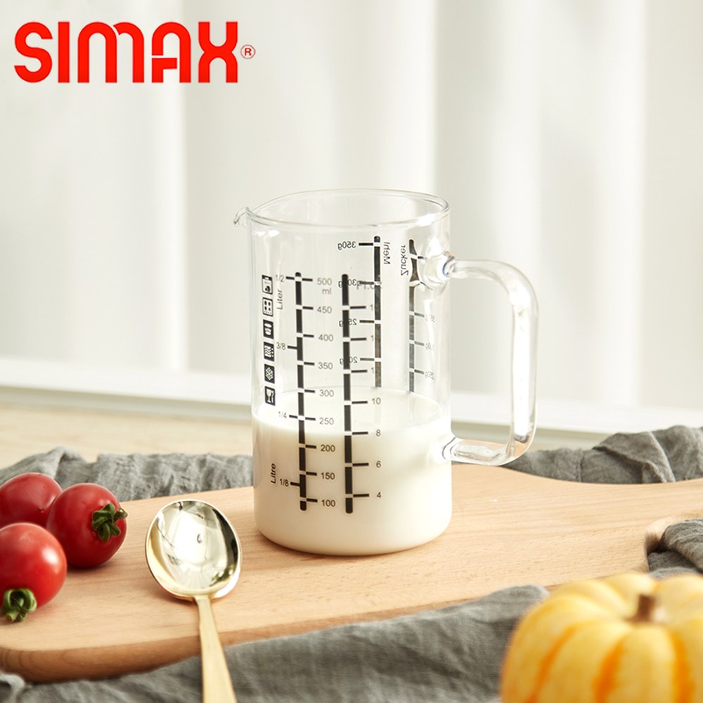 시맥스 유리 계량컵 비커 Measuring Glasswa 설탕 드립 눈금 스파우트 1 500ML 고붕소규소컵/단수 체코 수입 : 팍스고03
