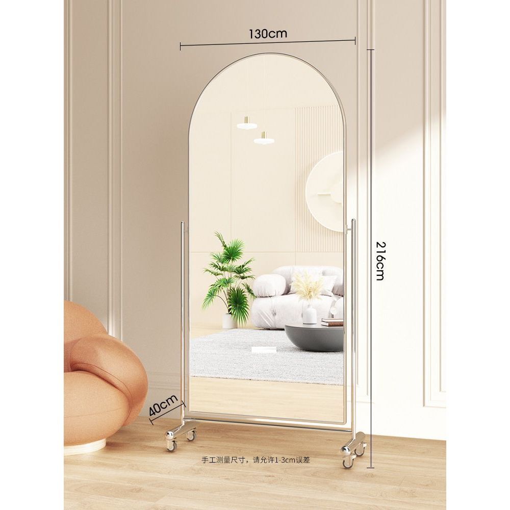 아치 대형 거울 프레임 타원형 현관 빈티지 이동식 인테리어 철제 카페 전신거울 176x60cm 일반휠 : 글로리샵55