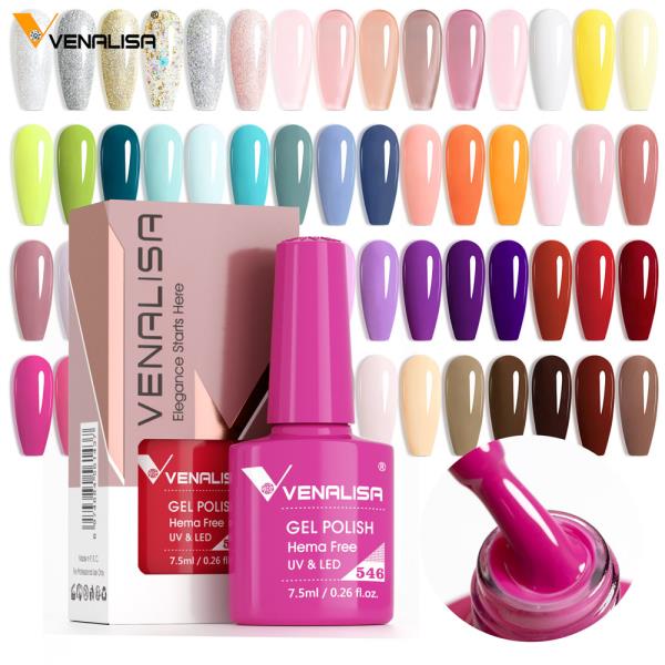 Venalisa HEMA FREE 7.5ml 젤 폴리쉬 네일 프렌치 핑크 젤리  컬렉션 글리터  UV LED 담그기 : 아리수수스