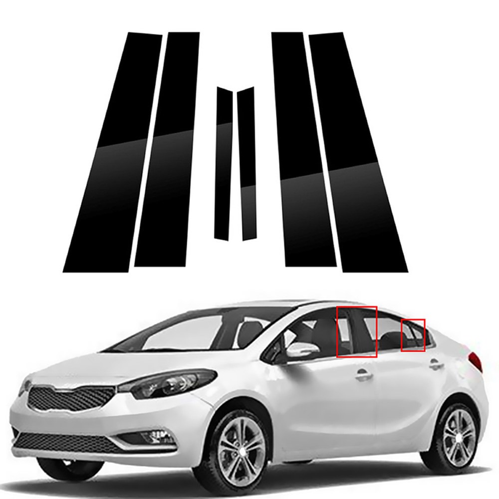자동차 2014 도어 장식 스티커 2018 사이드 광택 커버 Cerato 포스트 트림 블랙 Forte KIA 기둥 윈도우 6pcs세트 : 디프런트식스