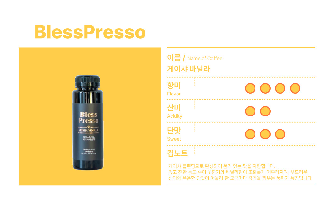 블레스프레소 에티오피아 게이샤 바닐라 콜드브루 더치 커피원액 250ml, 2개 : blessbrew