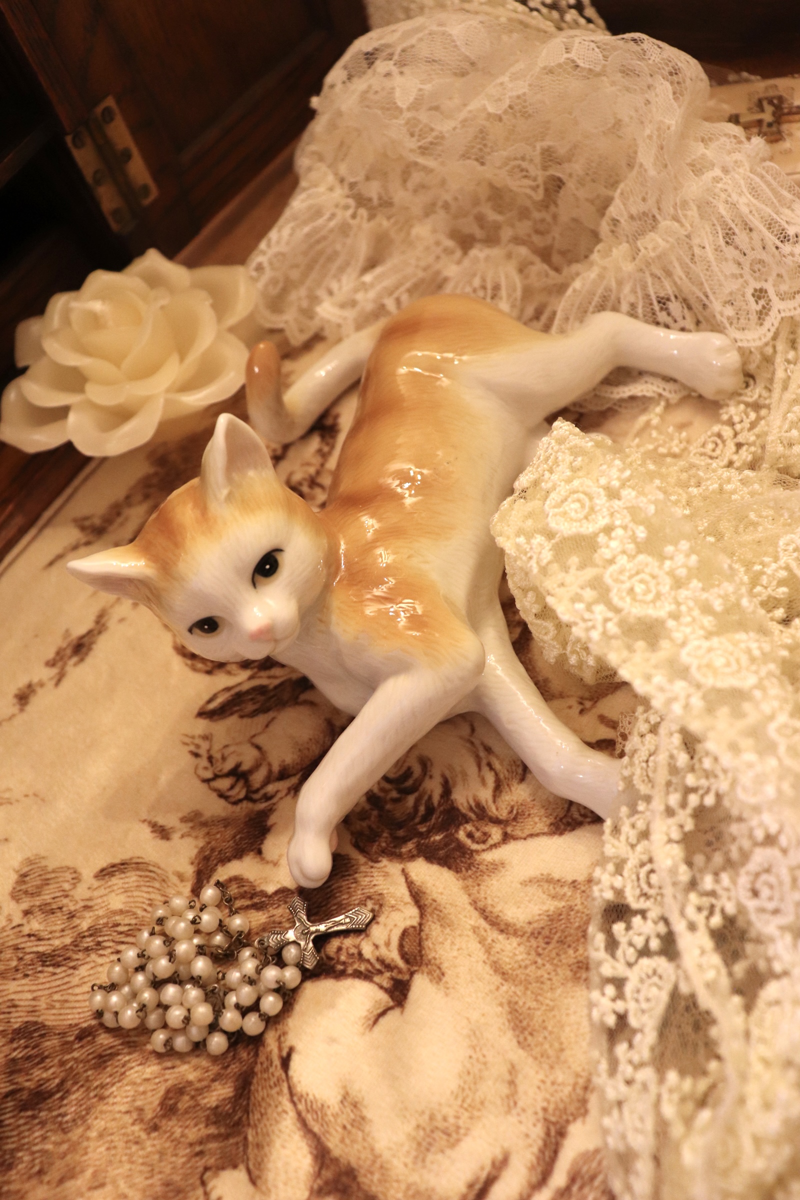 독일 빈티지 포세린 고양이 피겨린 : 앙젤로이