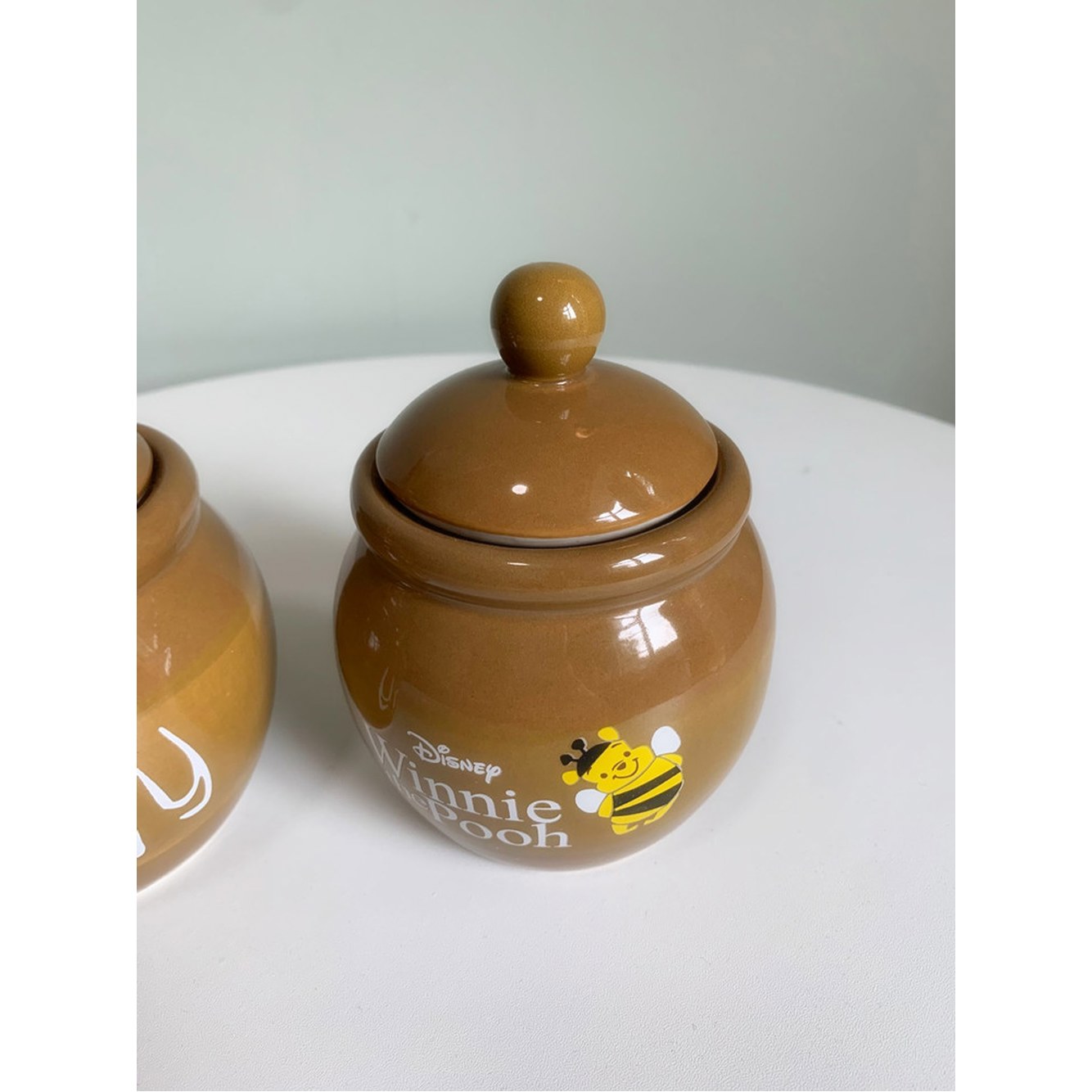 꿀단지 사기 벌꿀통 양념통 귀여운 허니 소스통 1캔 뚜껑 미 약 350ml 하자 : 쿠베리shop